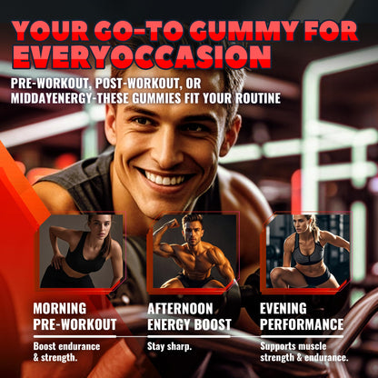 GlucoBio Creatine Monohydrate Gummies (5g) – Pre-Workout Energy & Muscle Growth Support for Men & Women - Maple Wellness Supplements