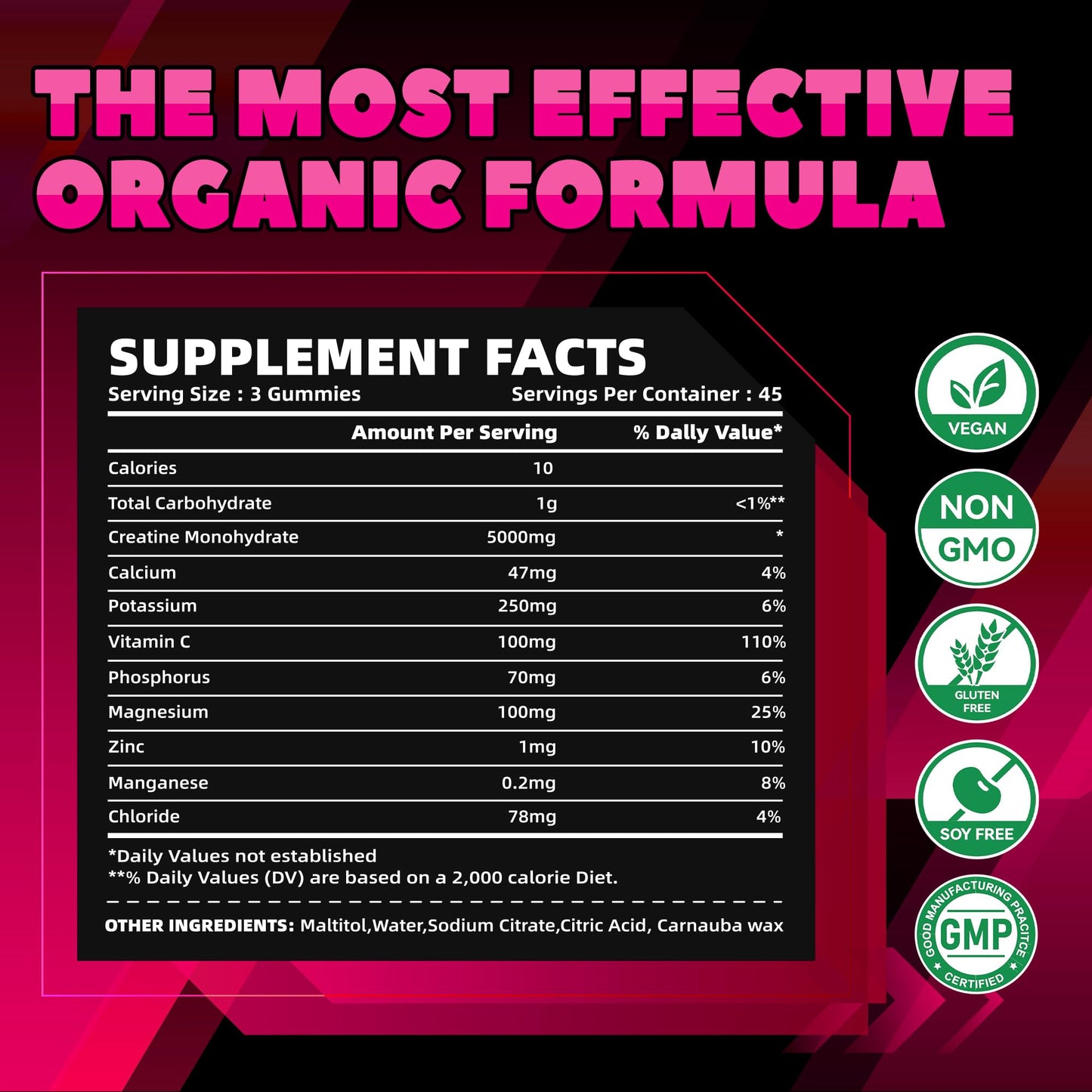 GlucoBio Creatine Monohydrate Gummies (5g) – Pre-Workout Energy & Muscle Growth Support for Men & Women - Maple Wellness Supplements