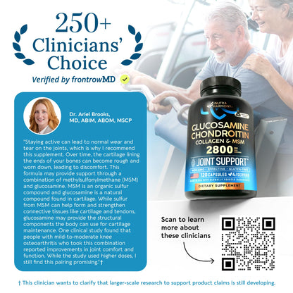 Glucosamine Chondroitin MSM Collagen | HSA | Joint Support Supplement 2800 mg | Made in USA | FSA Approved Product Items | Flexibility Nutritional Vitamins - Maple Wellness Supplements