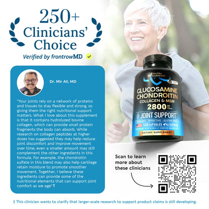 Glucosamine Chondroitin MSM Collagen | HSA | Joint Support Supplement 2800 mg | Made in USA | FSA Approved Product Items | Flexibility Nutritional Vitamins - Maple Wellness Supplements