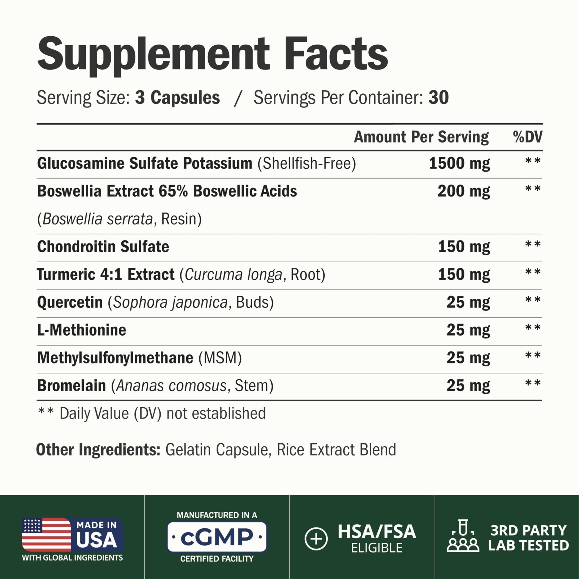 Glucosamine Chondroitin MSM – Joint Support Supplement for Women and Men with Glucosamine Sulfate 1500 mg, Chondroitin and MSM – for Cartilage, Joint Health and Flexibility – 90 Capsules - Maple Wellness Supplements