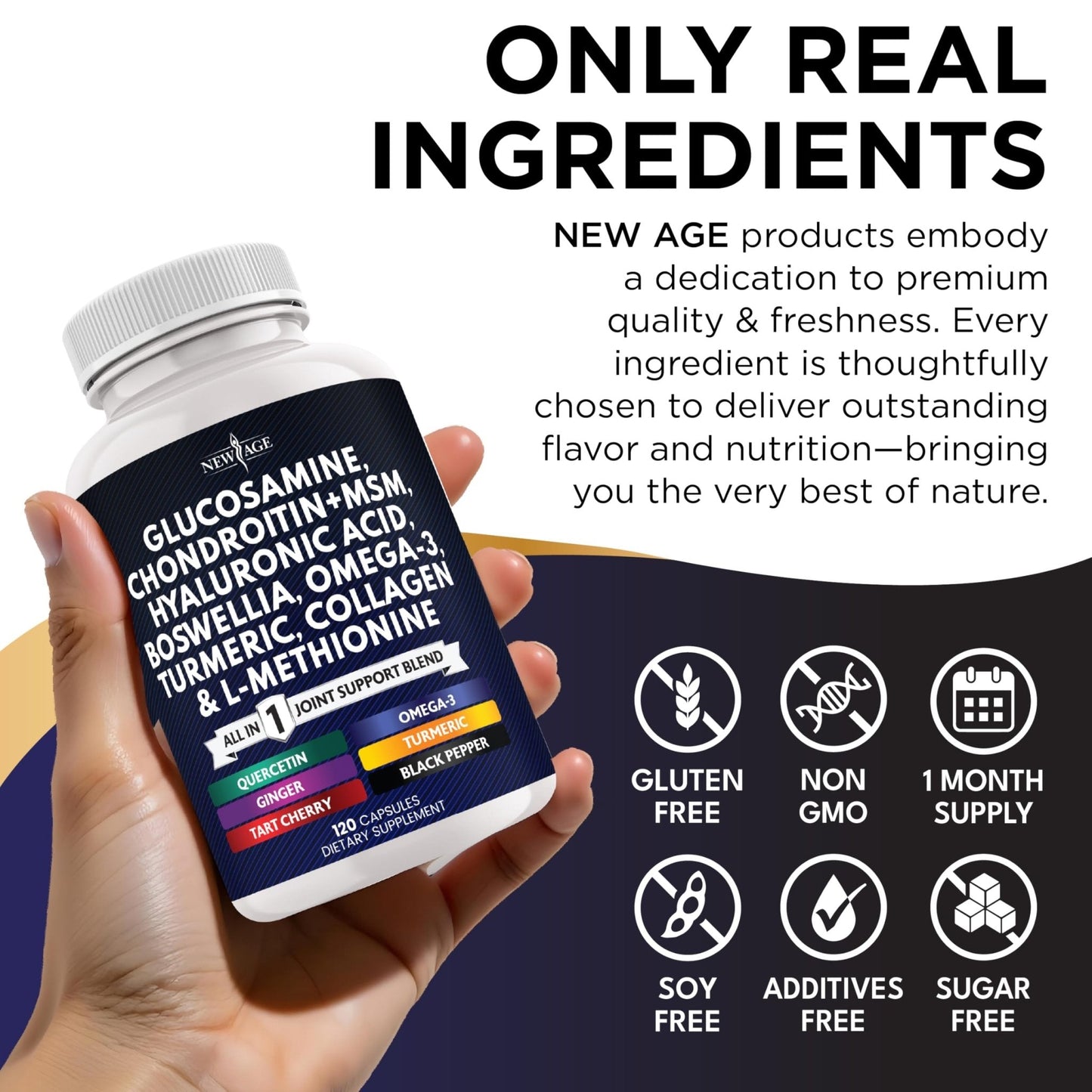Glucosamine Chondroitin, MSM, Turmeric Curcumin, Collagen, Hyaluronic Acid, Omega 3 – Health Supplement for Men & Women – 240 Count - Maple Wellness Supplements