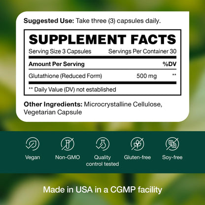 Glutathione Supplement Capsule - Strongest DNA Verified Glutathione Reduced - Vegan Friendly, Non GMO, Gluten & Soy Free - Maple Wellness Supplements