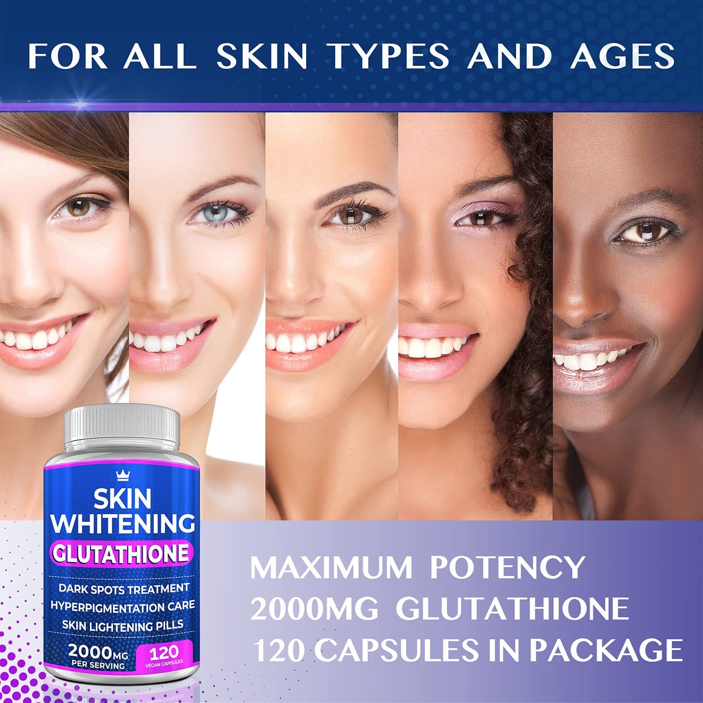 Glutathione Whitening Pills - 120 Capsules 2000mg Glutathione - Effective Skin Lightening - Maple Wellness Supplements