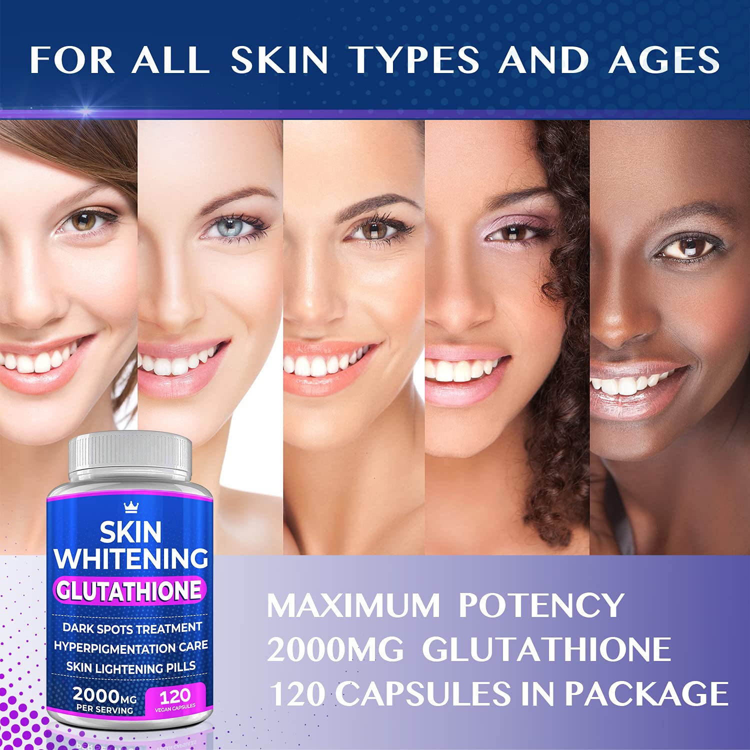 Glutathione Whitening Pills - 120 Capsules 2000mg Glutathione - Effective Skin Lightening - Maple Wellness Supplements
