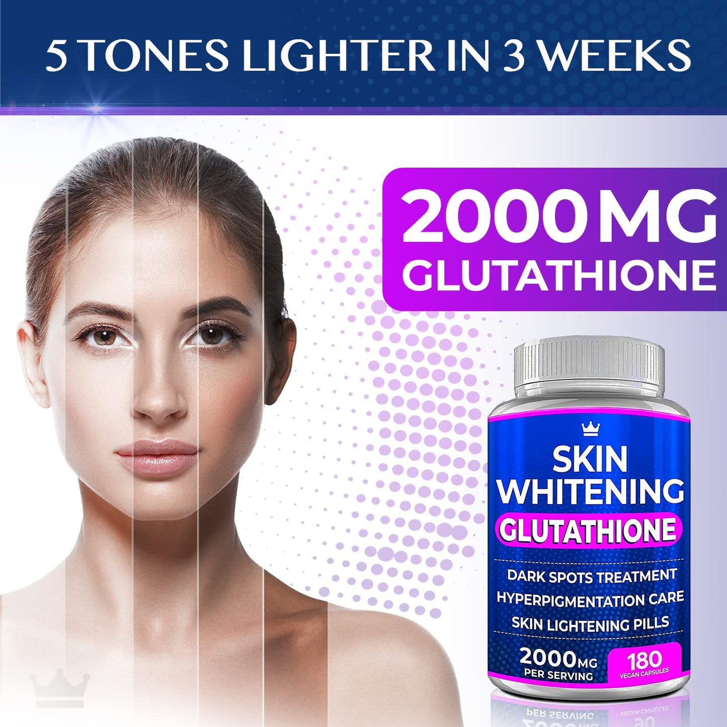 Glutathione Whitening Pills - 180 Capsules 2000mg Glutathione - Effective Skin Lightening - Maple Wellness Supplements