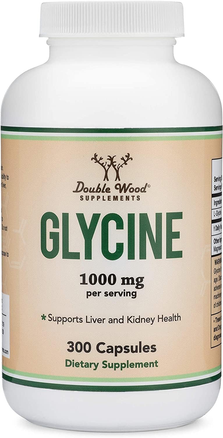Glycine Supplement - 1,000mg Glycine Powder per Serving (300 Capsules) The Relaxing Amino Acid (Glicina) (Third Party Tested, Gluten Free, Non-GMO) by Double Wood - Maple Wellness Supplements