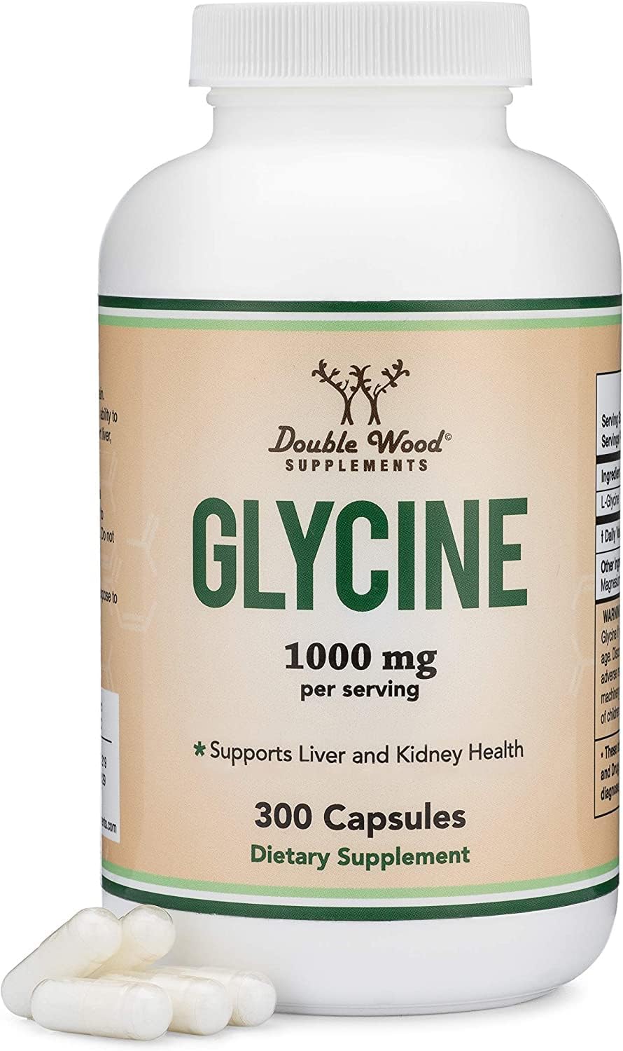 Glycine Supplement - 1,000mg Glycine Powder per Serving (300 Capsules) The Relaxing Amino Acid (Glicina) (Third Party Tested, Gluten Free, Non-GMO) by Double Wood - Maple Wellness Supplements