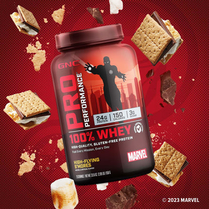 GNC Pro Performance 100% Whey - Marvel: High-Flying S'Mores - 25 Servings - Maple Wellness Supplements