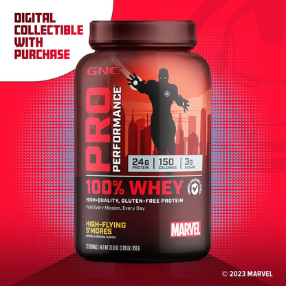 GNC Pro Performance 100% Whey - Marvel: High-Flying S'Mores - 25 Servings - Maple Wellness Supplements