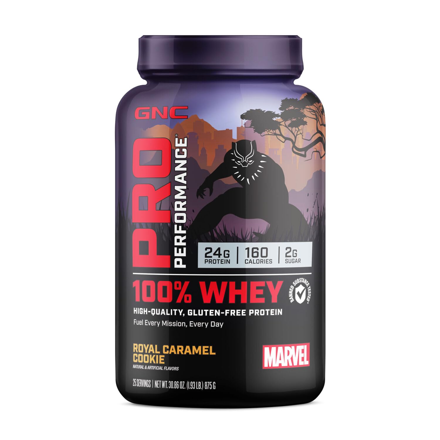 GNC Pro Performance 100% Whey - Marvel: Royal Caramel Cookie - 25 Servings - Maple Wellness Supplements