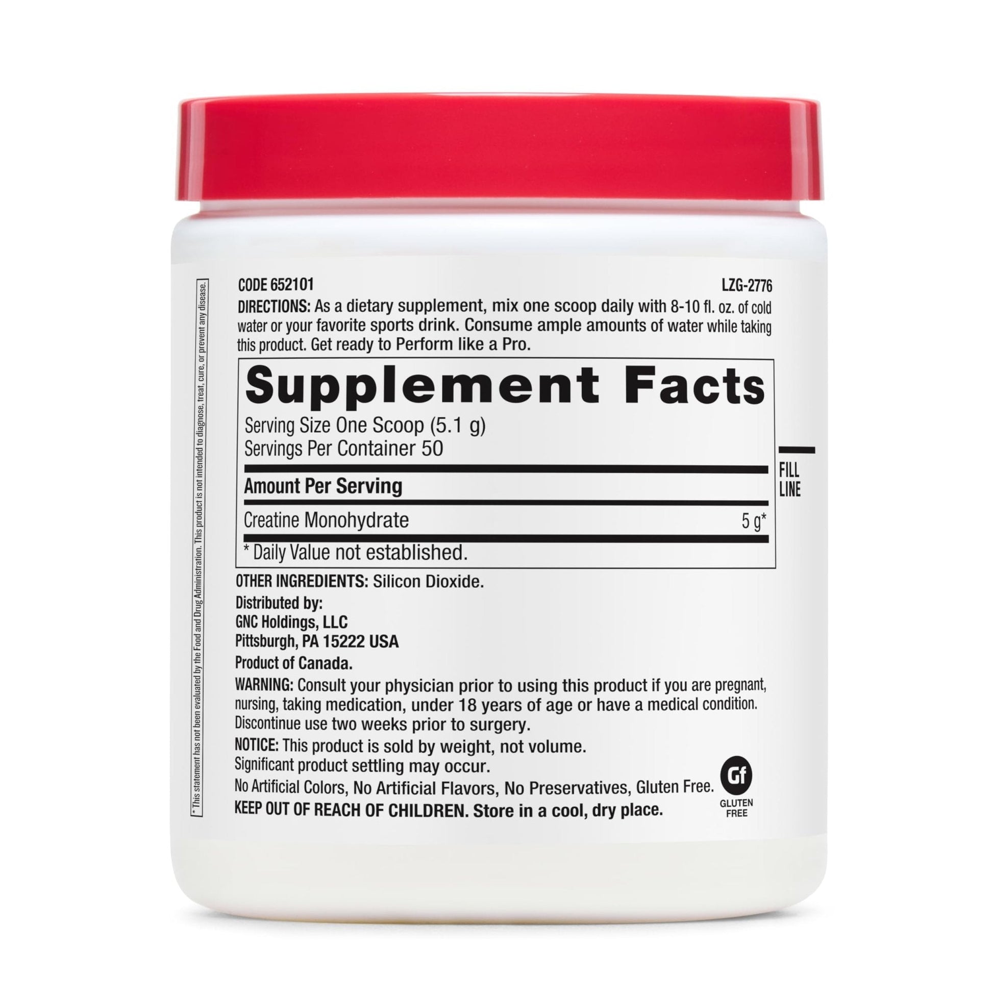GNC Pro Performance Creatine Monohydrate Powder for Women & Men, 5g Creatine Per Serving, Muscle Building, Energy Production, Endurance, Performance, 50 Servings - Maple Wellness Supplements