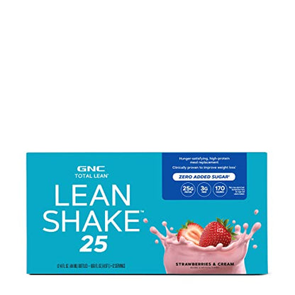 GNC Total Lean Lean Shake 25 - Strawberries and Cream - 12 Bottles - Maple Wellness Supplements
