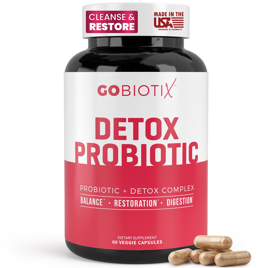 GOBIOTIX Detox Probiotic Supplement for Digestive Health - Milk Thistle, Turmeric, and Dandelion Root, Enzymes for Gut Health - Maple Wellness Supplements