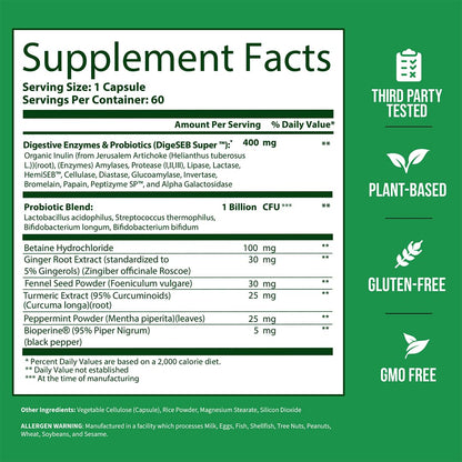 GoBiotix Digestive Enzymes Supplement with Prebiotics and Probiotics for Women and Men - Gut Health, Gluten Digestion, Lactose Absorption - Maple Wellness Supplements