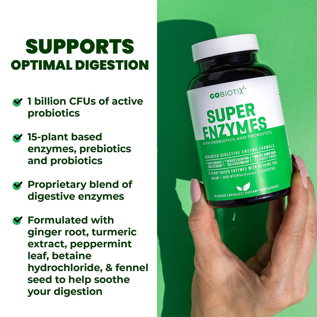GoBiotix Digestive Enzymes Supplement with Prebiotics and Probiotics for Women and Men - Gut Health, Gluten Digestion, Lactose Absorption - Maple Wellness Supplements