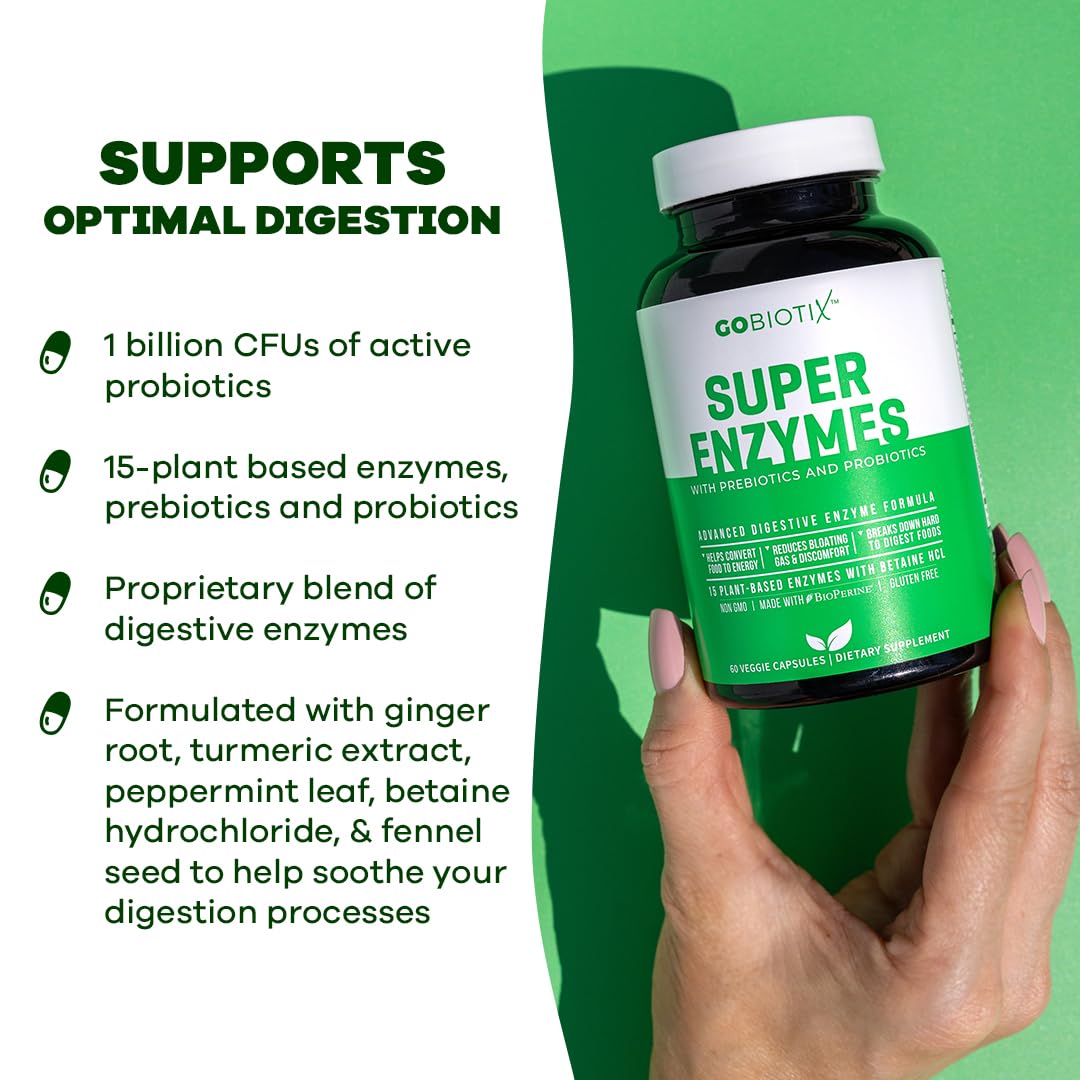 GOBIOTIX Digestive Enzymes Supplement with Prebiotics and Probiotics for Women and Men - Gut Health, Gluten Digestion, Lactose Absorption - Maple Wellness Supplements