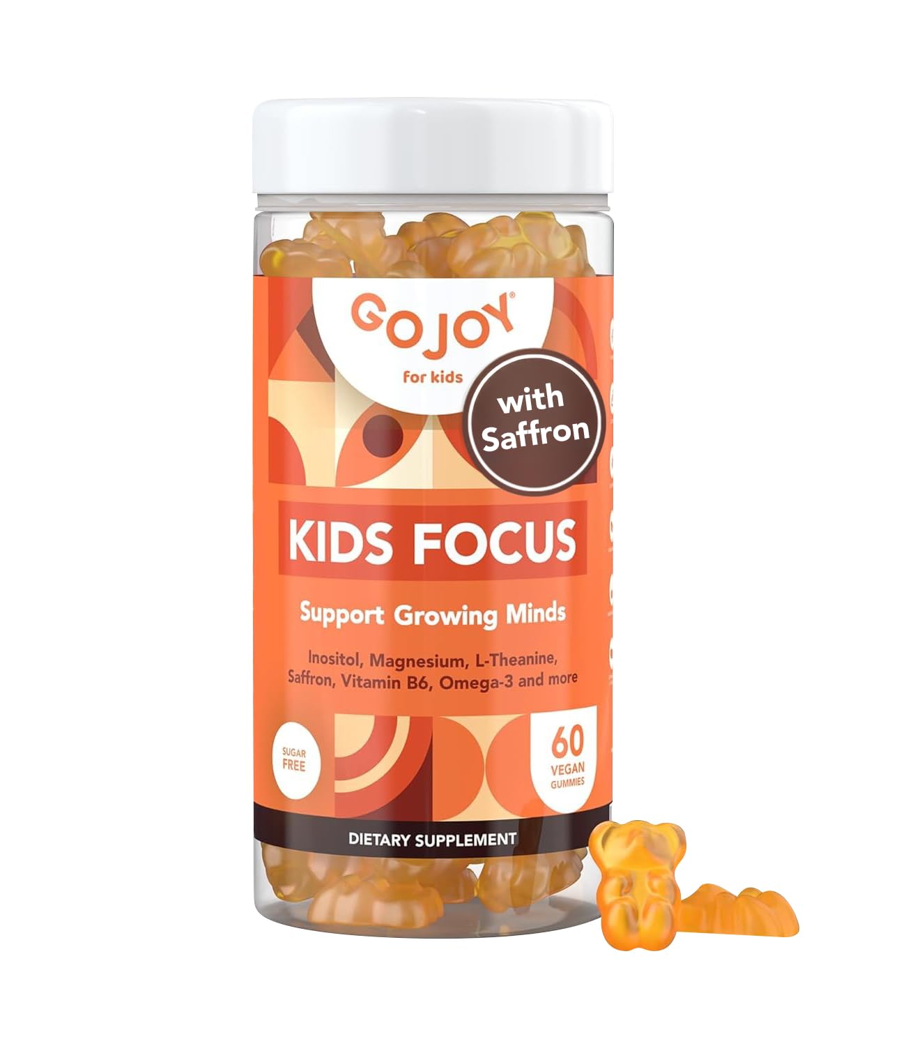 GOJOY NATURALS Kids Focus Gummies – Saffron, Magnesium Glycinate, L-Theanine & Inositol Supplement for Kids & Teens – Focus - Maple Wellness Supplements
