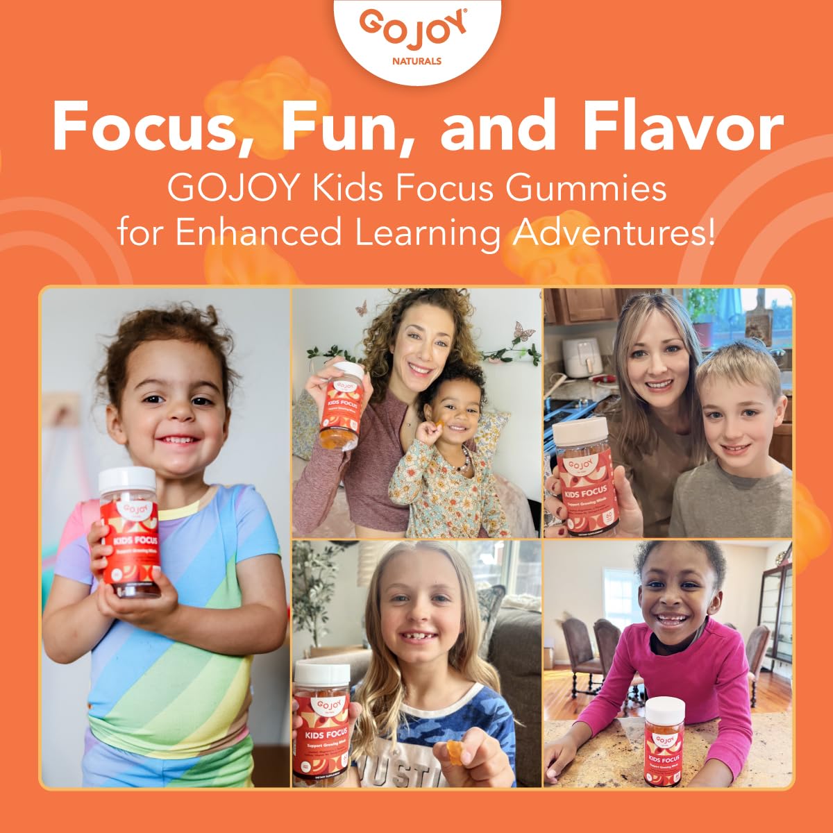 GOJOY NATURALS Kids Focus Gummies – Saffron, Magnesium Glycinate, L-Theanine & Inositol Supplement for Kids & Teens – Focus - Maple Wellness Supplements