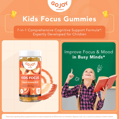 GOJOY NATURALS Kids Focus Gummies – Saffron, Magnesium Glycinate, L-Theanine & Inositol Supplement for Kids & Teens – Focus - Maple Wellness Supplements