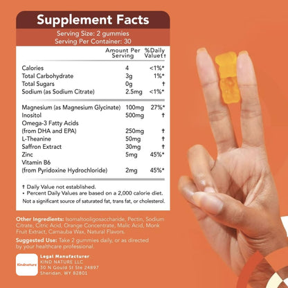 GOJOY NATURALS Kids Focus Gummies – Saffron, Magnesium Glycinate, L-Theanine & Inositol Supplement for Kids & Teens – Focus - Maple Wellness Supplements
