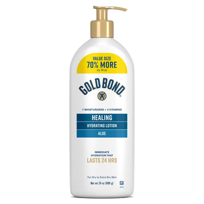 Gold Bond Healing Hydrating Lotion With Aloe Moisturizes, Heals & Smooths Dry Skin, Delivers Immediate 24-Hour Hydration, Value Size, 24 oz. - Maple Wellness Supplements