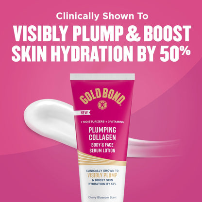 Gold Bond Plumping Collagen Body & Face Serum Lotion, Lightweight Hydrating Moisturizer with Collagen Peptide Complex - Maple Wellness Supplements