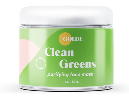 GOLDE - Clean Greens Superfood Face Mask - Made w/Chlorella & Spirulina - Great for Acne Prone, Oily & Dry Skin, Hydrating - Gentle Cleanser - Vegan - Aluminum-Free - 30g Jar - Maple Wellness Supplements