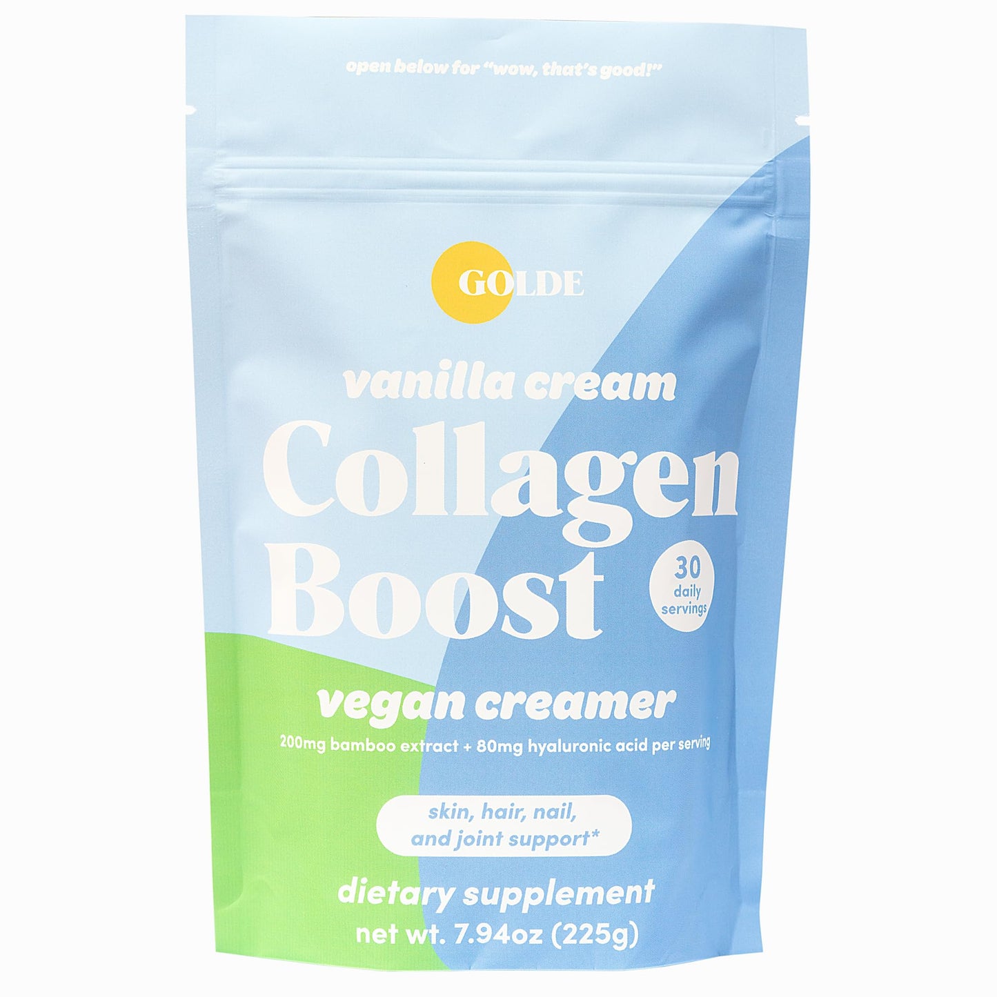 GOLDE - Collagen Boost Vegan Creamer - Vanilla Cream - Plant Based Collagen Supplement w/Hyaluronic Acid, Biotin, & Bamboo Extract - Supports Hair, Skin, & Nail Health - 30 Servings - Maple Wellness Supplements