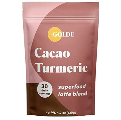GOLDE - Superfood Latte Blend - Cacao Turmeric - Plant Based w/Turmeric, Cacao, & Coconut Milk Powder - Healthy Hot Cocoa - Coffee Replacement - Vegan, Keto, & Sugar-Free - 30 Servings - Maple Wellness Supplements