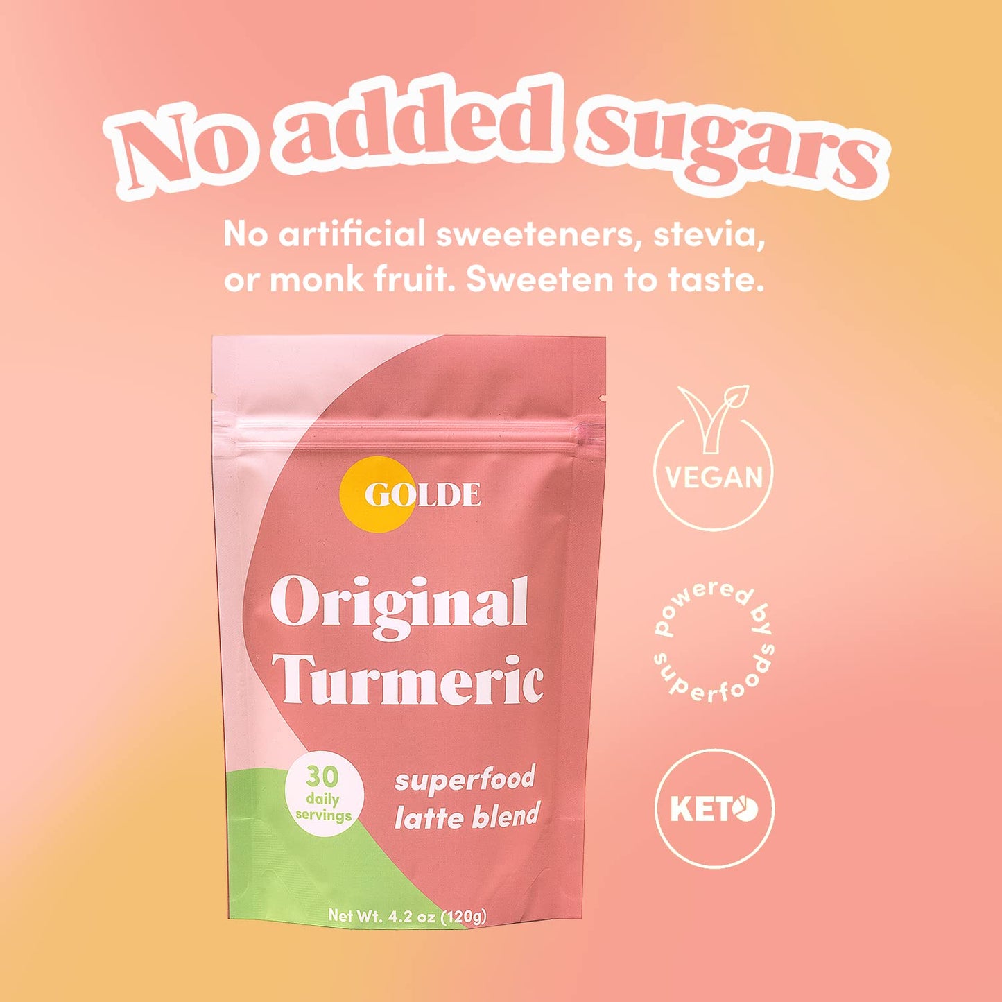 GOLDE - Superfood Latte Blend - Original Turmeric - Plant-Based w/Coconut, & Ginger - Vegan, Keto, Sugar-Free - 30 Servings - Maple Wellness Supplements