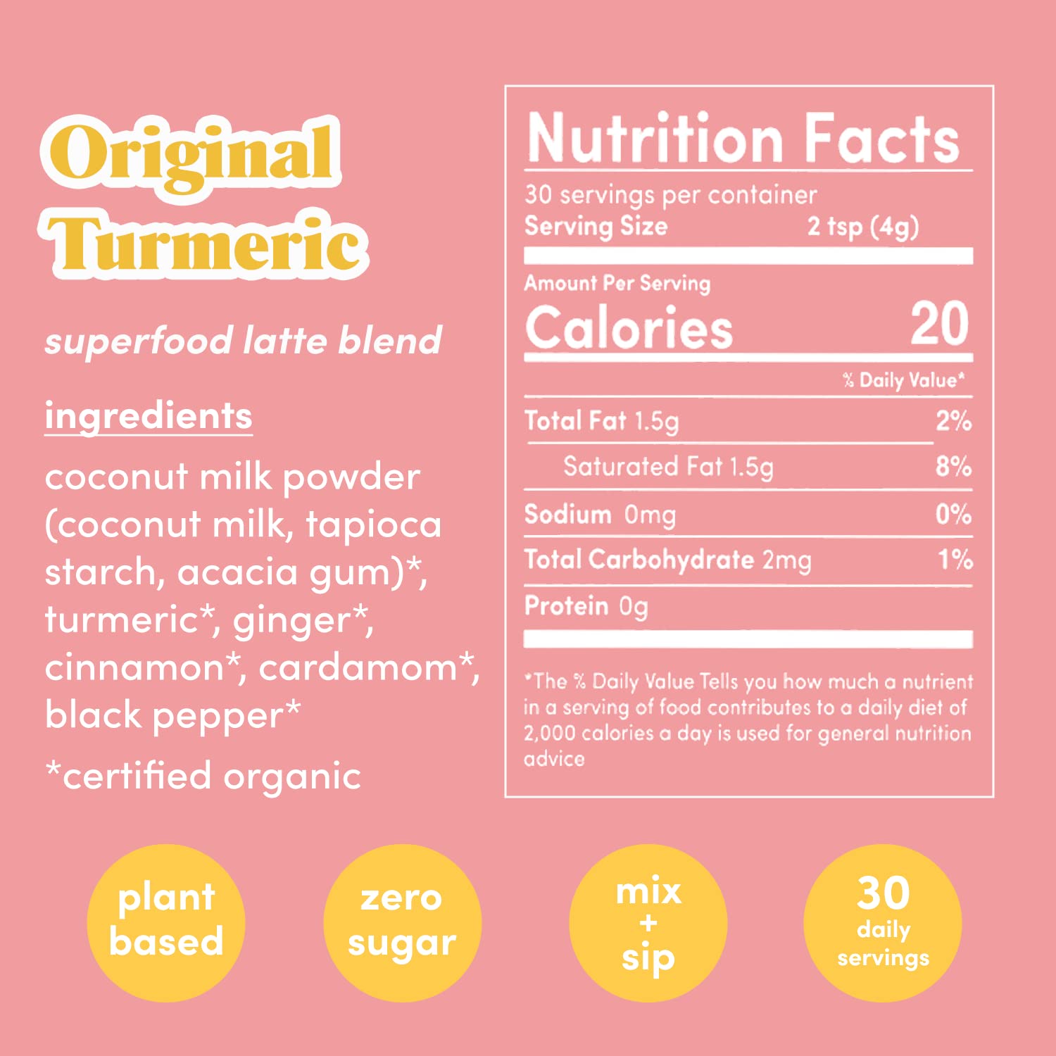 GOLDE - Superfood Latte Blend - Original Turmeric - Plant-Based w/Coconut, & Ginger - Vegan, Keto, Sugar-Free - 30 Servings - Maple Wellness Supplements