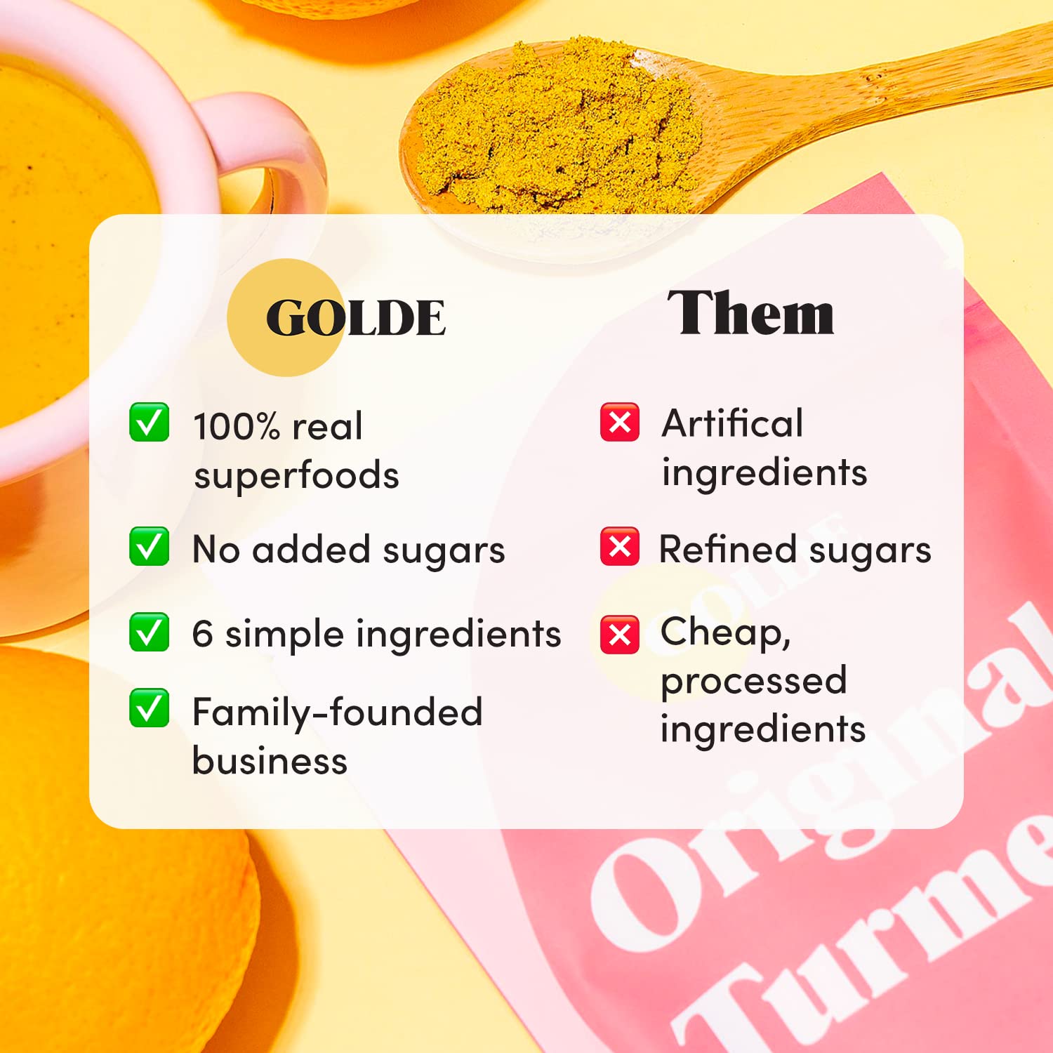 GOLDE - Superfood Latte Blend - Original Turmeric - Plant-Based w/Coconut, & Ginger - Vegan, Keto, Sugar-Free - 30 Servings - Maple Wellness Supplements