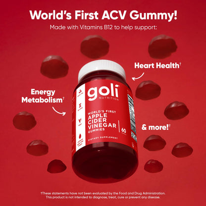 Goli Apple Cider Vinegar Gummies - Worlds First ACV Gummy with Vitamin B12, Beetroot & Pomegranate - Maple Wellness Supplements