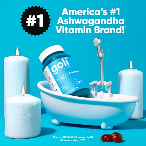 Goli Ashwagandha & Vitamin D Gummy - 60 Count - Mixed Berry, KSM-66, Vegan, Plant Based, Non-GMO, Gluten-Free & Gelatin Free Relax. Restore. Unwind, Pack of 1 - Maple Wellness Supplements
