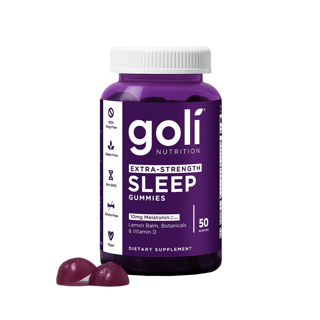 Goli Nutritional Supplement, Extra Strength Sleep Gummy 10mg Melatonin - 1 Pack 50 Count - Gluten-Free, Vegan, Non-GMO, and Gelatin-Free - Maple Wellness Supplements