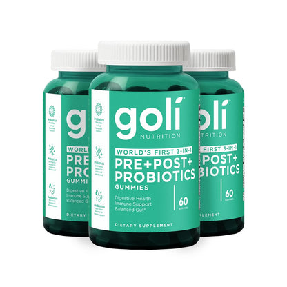 Goli Pre Pro Postbiotic Gummies - Worlds First 3-in-1 Formula with DE111 Probiotics, XOS Prebiotics, MCC1849 Postbiotics - Vegan, Non-GMO, - Maple Wellness Supplements