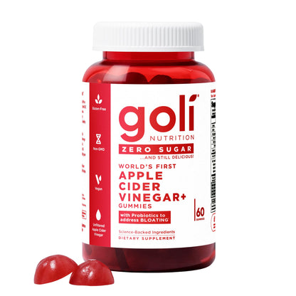 Goli Zero Sugar Apple Cider Vinegar Gummies - ACV with Vitamin B12 and Probiotics - No Sugar Alcohols - Vegan, Keto-Friendly, Gluten-Free - Maple Wellness Supplements