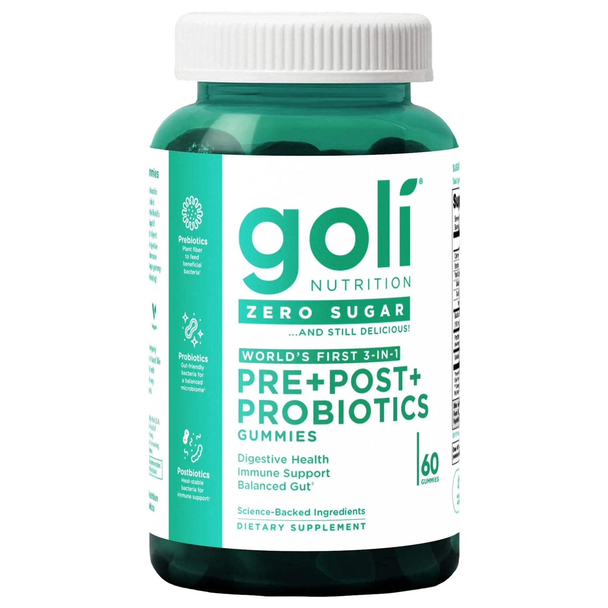 Goli Zero Sugar Pre Pro Postbiotic Gummies - Worlds First 3-in-1 with DE111, XOS, MCC1849 - No Sugar Alcohols - Vegan, Keto-Friendly, Non-GMO - Maple Wellness Supplements