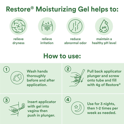 Good Clean Love Restore Moisturizing Vaginal Gel, pH-Balanced Vaginal Moisturizer, Water-Based Feminine Care with Aloe Vera & Lactic Acid, Reduces Dryness, Discomfort & Odor for Women, 2 Oz (2-Pack) - Maple Wellness Supplements