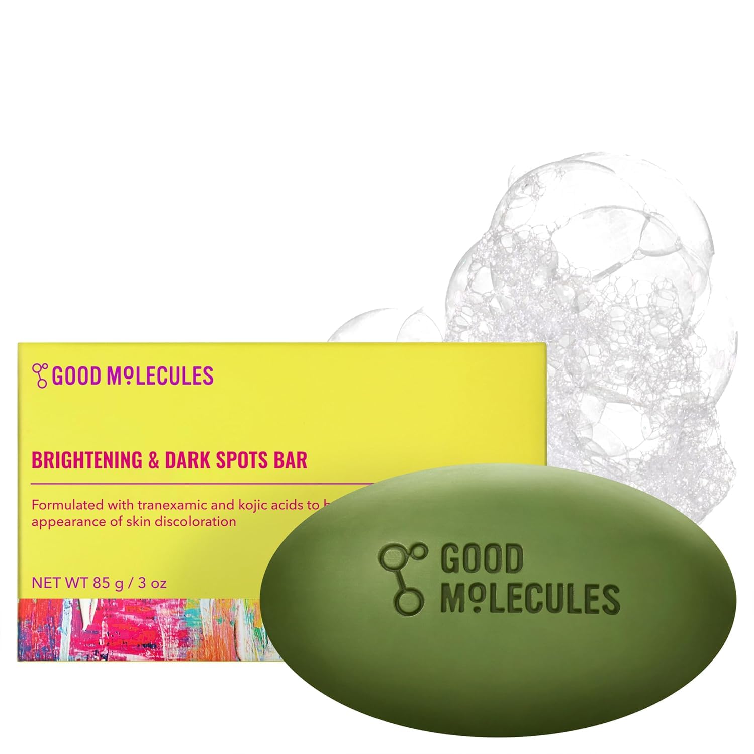 Good Molecules Brightening & Dark Spots Bar - Soap Free Face and Body Bar - Tranexamic, Kojic Acids and Niacinamide to Target Dark Spots - Skin Care - Maple Wellness Supplements