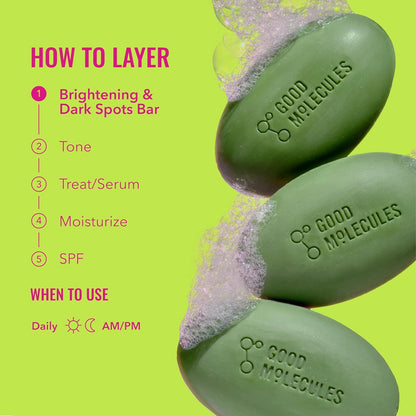 Good Molecules Brightening & Dark Spots Bar - Soap Free Face and Body Bar - Tranexamic, Kojic Acids and Niacinamide to Target Dark Spots - Skin Care - Maple Wellness Supplements