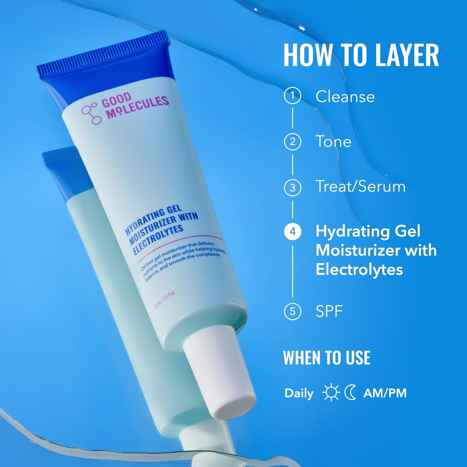 Good Molecules Hydrating Gel Moisturizer – Lightweight Water-Based Gel, Fast-Absorbing Oil-Free Moisturizer for Oily - Maple Wellness Supplements