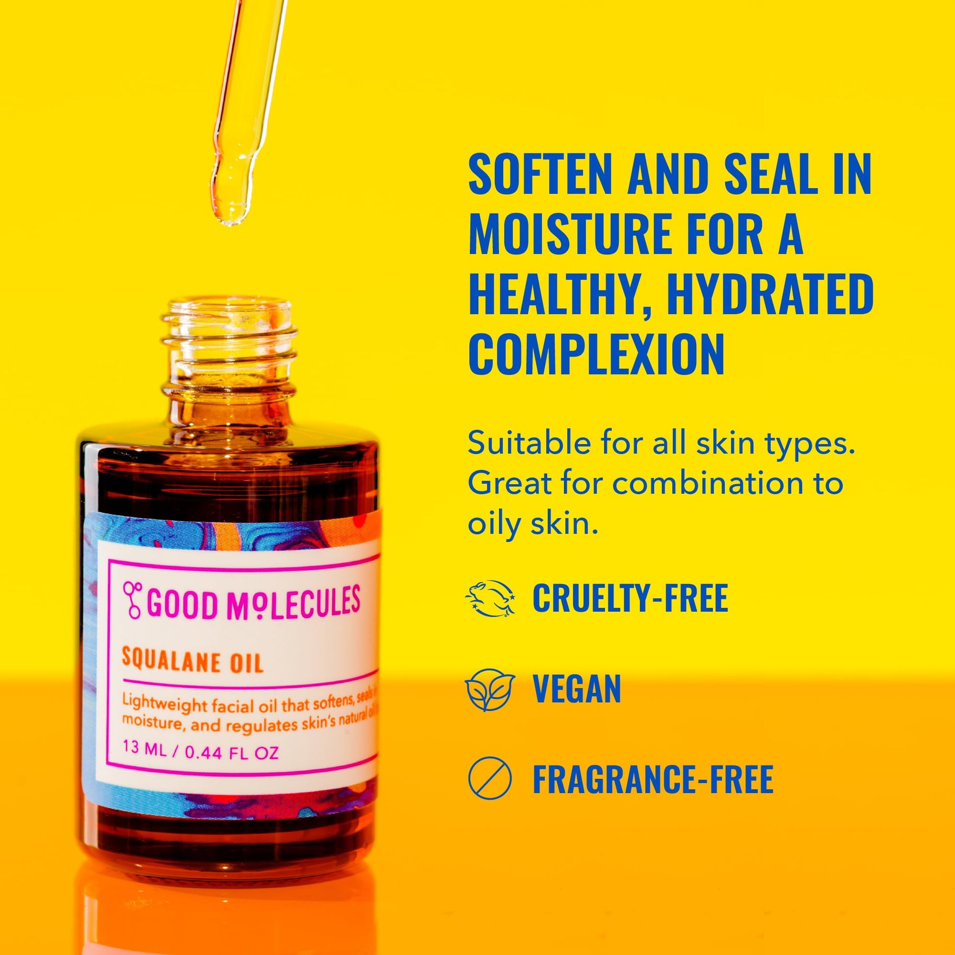 Good Molecules Squalane Oil - 100% Natural Squalane Oil Non-Greasy Moisturizer for Face, Skin, and Hair - Skin Firming - Maple Wellness Supplements