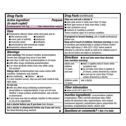 Good Sense Rapid Release Pain Relief, Acetaminophen Caplets 500 mg, Extra Strength Pain Reliever and Fever Reducer - Maple Wellness Supplements