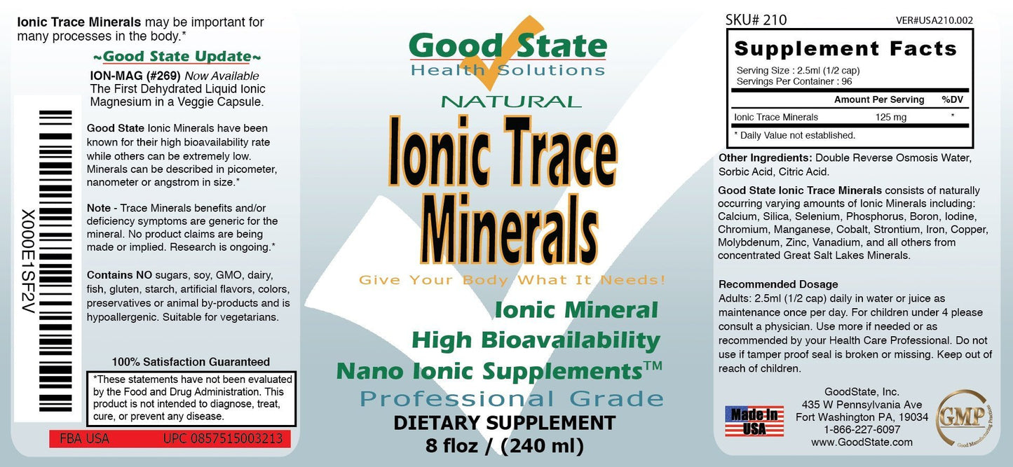 Good State Liquid Ionic Trace Minerals (96 servings at 125 mg - 8 fl oz) - Maple Wellness Supplements