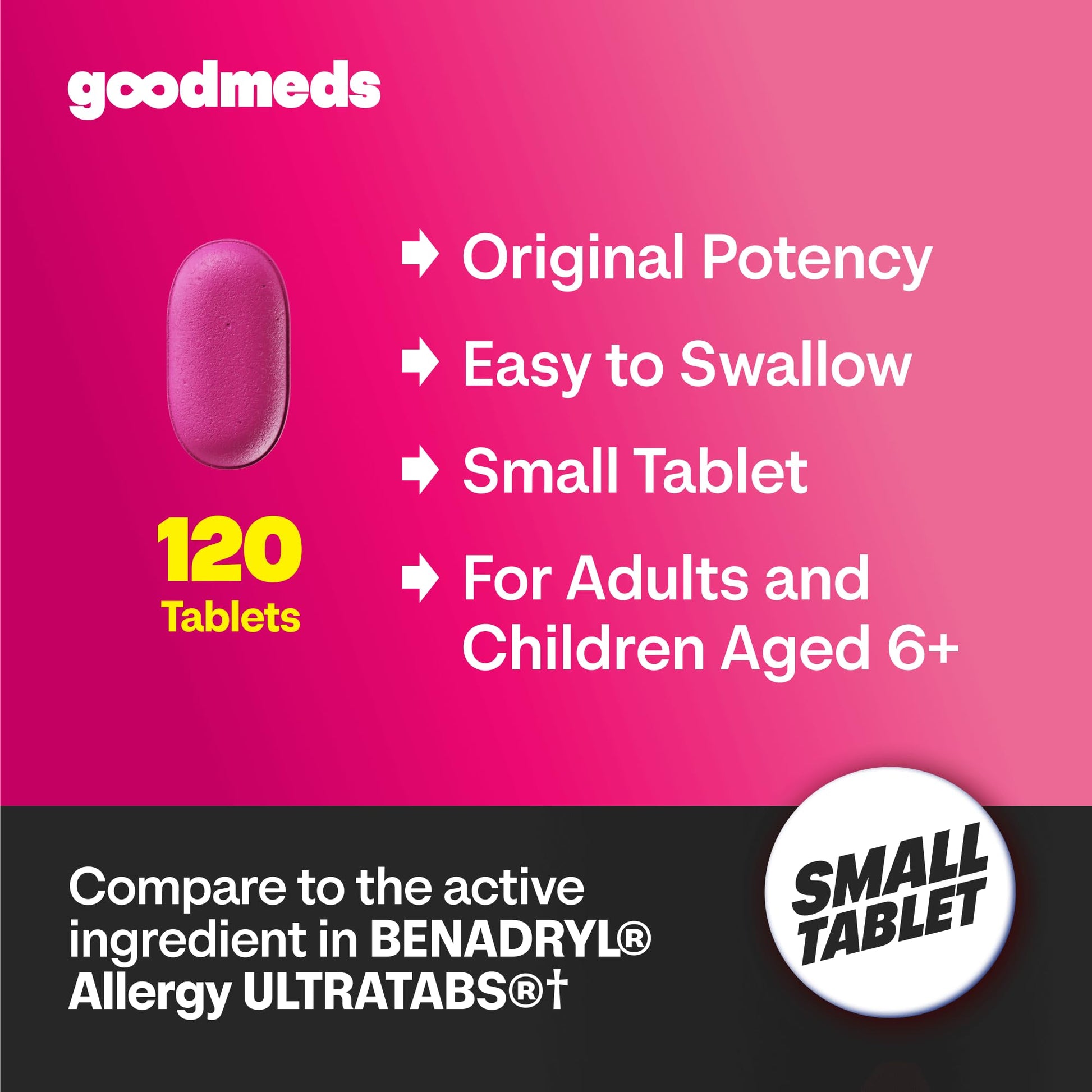 GoodMeds Allergy Medicine Antihistamine, Diphenhydramine HCl 25 mg | Children and Adults | Relieve Itchy Eyes, Runny Nose, Sneezing (25 mg, 600 Tablets) - Maple Wellness Supplements
