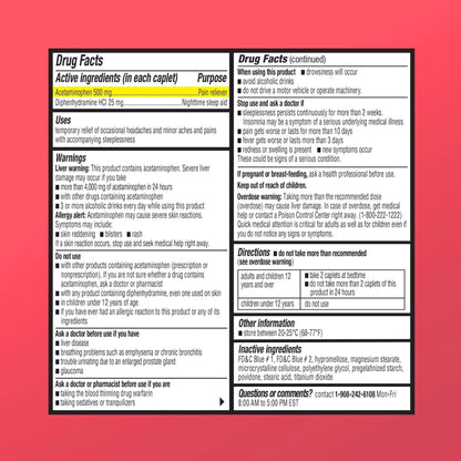 GoodMeds Compare to Tylenol PM PM Pain Reliever & Sleep Aid, Generic Acetaminophen 500mg, Fast-Acting, Extra Strength for Headaches, Migraines, Aches | Non-Habit Forming (375 Count) - Maple Wellness Supplements