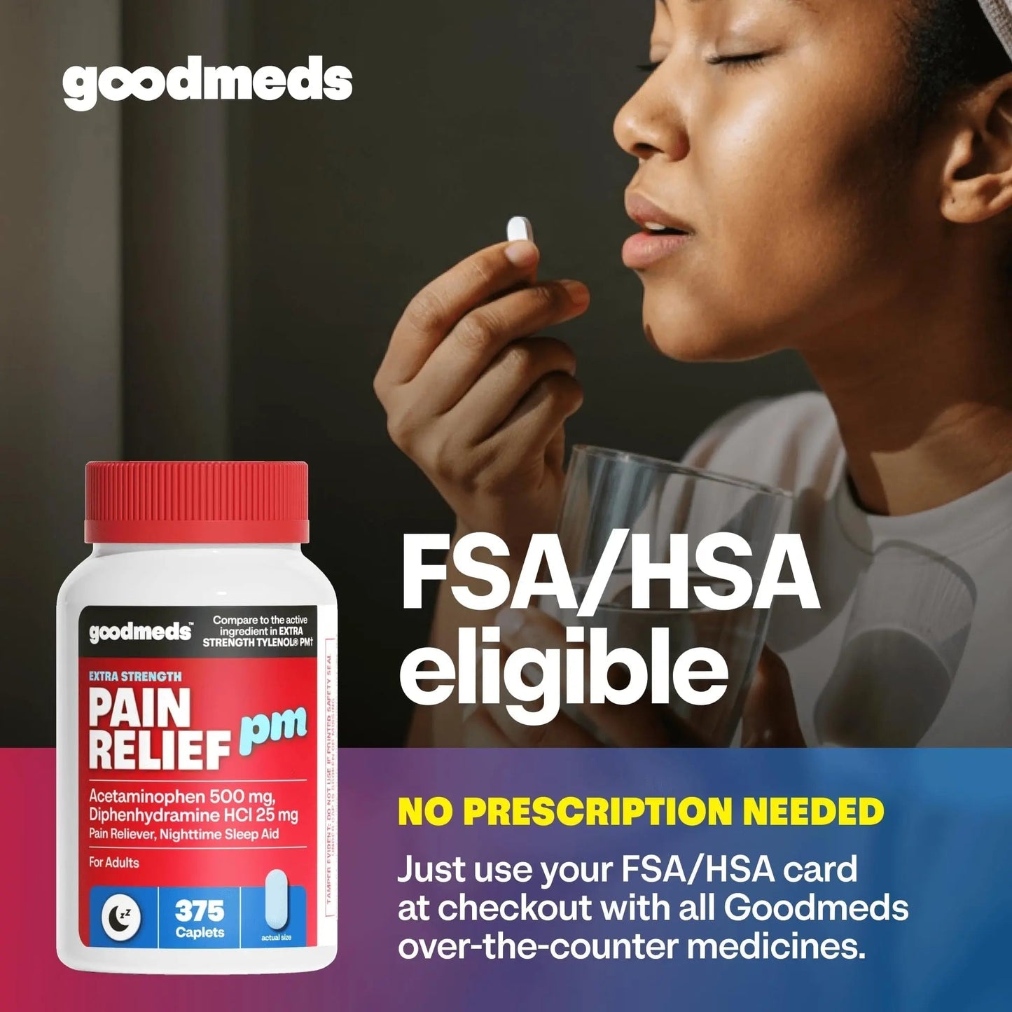 GoodMeds Compare to Tylenol PM PM Pain Reliever & Sleep Aid, Generic Acetaminophen 500mg, Fast-Acting, Extra Strength for Headaches, Migraines, Aches | Non-Habit Forming (375 Count) - Maple Wellness Supplements