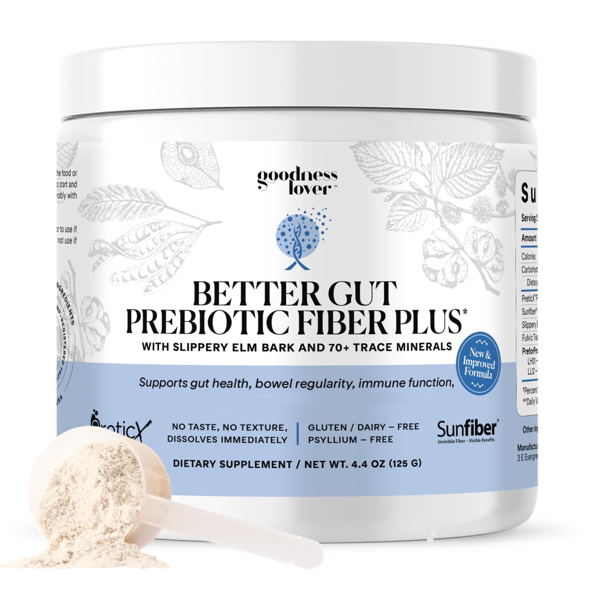 Goodness Lover Better Gut Prebiotic Fiber Plus, Digestive Health Supplement for Gut Health Support, Bloat Relief & Regularity Support, 30 Servings - Maple Wellness Supplements